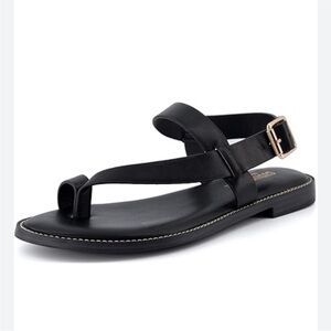 Joie Lennox Black Strappy Toe Sandal Sz 8.5 Comfort Flats Vacation Resortwear